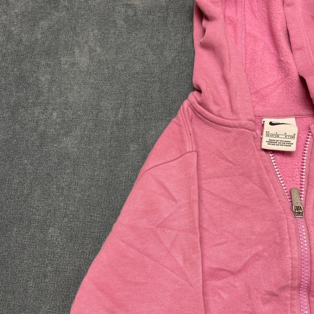Nike Sportswear Hoodie Girls 6X Pink Fleece Lined Logo Long Sleeve Full Zip
